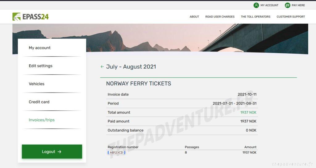 comment payer péage et ferry en norvège