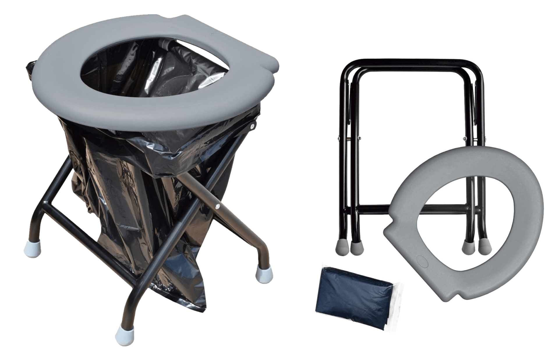 Toilette Portable XL Pour Adultes – Extra Large – Idéale Voyage, Camping, Inondation – Simili Cuir Noir
