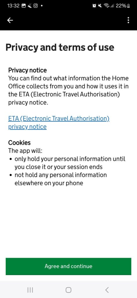 utilisation de application UK ETA